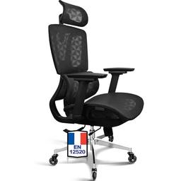 MELOKEA Fauteuil de bureau ergonomique en maille, accoudoirs 4D