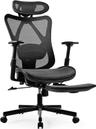 BASETBL Chaise de bureau en résille avec appui-tête et repose-pieds rétractable, 150 kg
