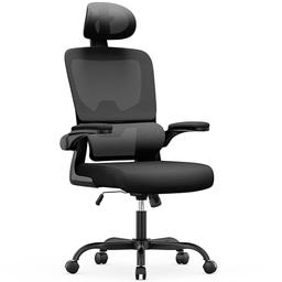 naspaluro Chaise de bureau ergonomique, support lombaire en C et appui-tête réglable