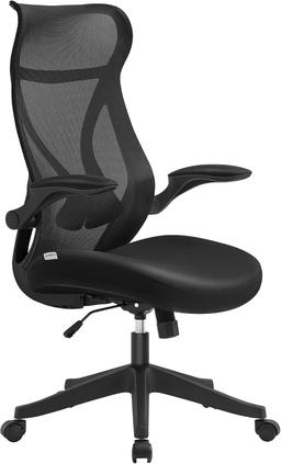 SONGMICS OBN088B01 Chaise de bureau avec appui-tête et accoudoirs rabattables, 150 kg
