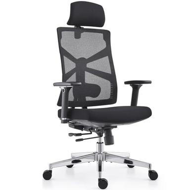 HOLLUDLE chaise de bureau ergonomique à dossier adaptatif, noire