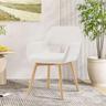 YEEFY chaise de bureau sans roulettes rembourrée, pieds en bois