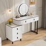 WOLTU coiffeuse à miroir rond pivotant LED et caisson réversible