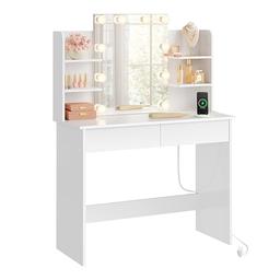 WOLTU coiffeuse miroir LED 45 x 60 cm avec prises USB-A et USB-C