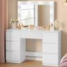 WOLTU coiffeuse grand miroir LED 10 ampoules et 7 tiroirs
