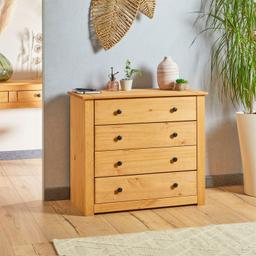 IDIMEX Cancun Commode 4 Tiroirs Pin Massif