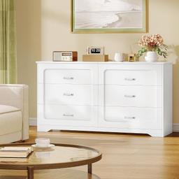 Hzuaneri Commode 140 cm 6 Tiroirs Charge Intégrée