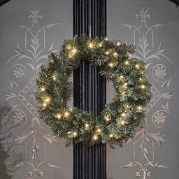 Lights4fun Couronne de Noël pré-éclairée 50 cm, 40 LED, IP44