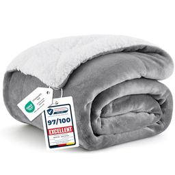 Bedsure Plaid Polaire Sherpa 150x200 cm (double face, 1 personne / canapé) Gris