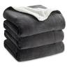 Bedsure Plaid Polaire Sherpa 220x240 cm (double face, 2 personnes) Anthracite