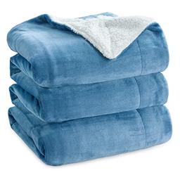 Bedsure Plaid Polaire Sherpa 220x240 cm (double face, 2 personnes) Bleu