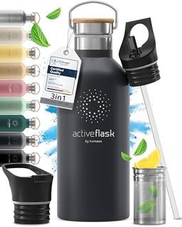 BeMaxx Active Flask 950 ml (12 h chaud / 24 h froid, infuseur, 3 bouchons)