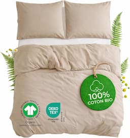 Dreamzie Housse de Couette 220x240 Coton Bio Percale 180 TC