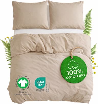 Dreamzie Housse de Couette 220x240 Coton Bio Percale 180 TC