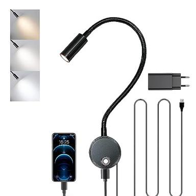 YNDD Liseuse de chevet murale (col de cygne, tactile, port USB)