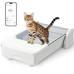 MeoWant Litière autonettoyante (double râteau, triple moteur, anti-pincement)