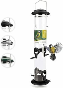 Mangeoire Oiseaux Extérieur 39 cm (wildtier herz, silo transparent)