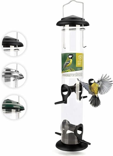 Mangeoire Oiseaux Extérieur 39 cm (wildtier herz, silo transparent)