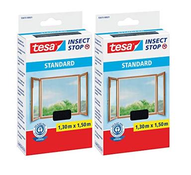 tesa Insect Stop Standard moustiquaire fenêtre velcro (lot de 2, 1,3 x 1,5 m)