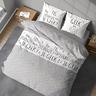 CÔTE DECO Parure 100 % Coton Gris et Blanc (240x220)