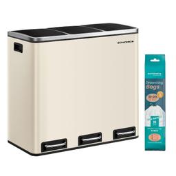 SONGMICS Poubelle de Tri 3 x 18L LTB054A02 beige sable