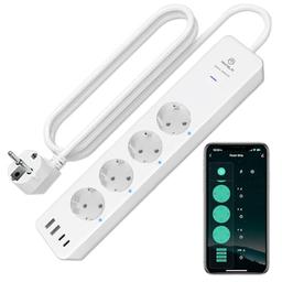 ANTELA multiprise connectée WiFi 16A, 4 prises + 2 USB-A/2 USB-C