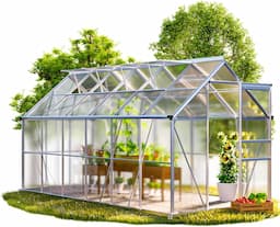 GARDEBRUK Serre Aluminium Polycarbonate 380x190 cm (4 lucarnes)