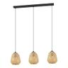 Eglo Dembleby suspension 3 lampes en bois naturel tressé, style bohème