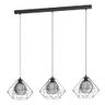 Eglo Vernham suspension 3 flammes, acier noir et verre fumé, E27