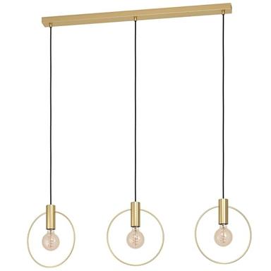 Eglo Manizales suspension 3 anneaux en laiton brossé, douilles E27