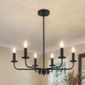 QAREHL lustre industriel 6 bras en métal noir mat, douilles E14