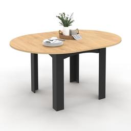 IDMarket Dona ronde 110-150 cm plateau façon hêtre 4-8 personnes