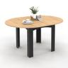 IDMarket Dona ronde 110-150 cm plateau façon hêtre 4-8 personnes