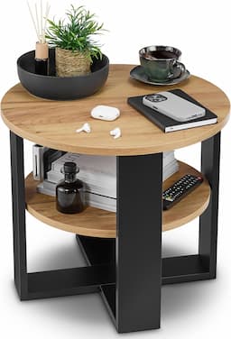 defiPad Ronde Ø53 cm (2 niveaux, noir et chêne)