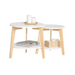 SoBuy lot de 2 tables gigognes rondes blanches 50 et 40 cm