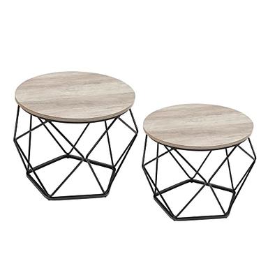 VASAGLE Lot de 2 tables basses rondes à plateau amovible
