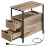 VASAGLE table d'appoint avec multiprise, 2 tiroirs et porte-revues