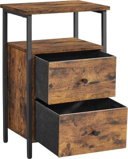 VASAGLE Table de Chevet 2 Tiroirs Style Industriel LET521