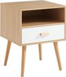 BAÏTA ULOS Table de Chevet Scandinave Bois et Blanc