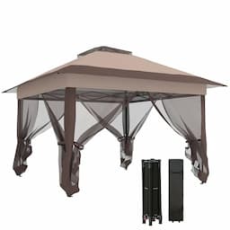 Outsunny tonnelle pliante 3,6x3,6 m double toit + moustiquaires