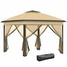 Outsunny tonnelle pliante 3,3x3,3 m double toit + 4 moustiquaires