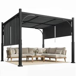 Outsunny Pergola de jardin 3×3 m à auvent coulissant