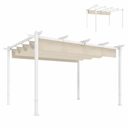 Outsunny pergola 4x3 m aluminium et acier à toit rétractable