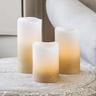 Lights4fun lot de 3 bougies pilier LED en cire dorée effet ombré