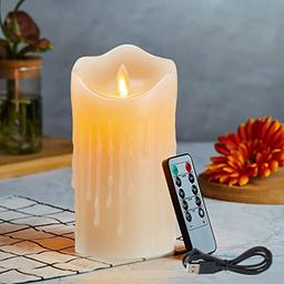 Lonkenn bougie LED rechargeable en cire véritable, 15 cm