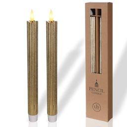 comforder lot de 2 bougies LED en cire véritable avec minuterie, doré