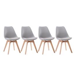 Happy Garden Nora Lot de 4 chaises scandinaves, pieds hêtre massif