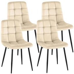 CLP Antibes Lot de 4 chaises rembourrées velours, pieds métal noir