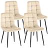CLP Antibes Lot de 4 chaises rembourrées velours, pieds métal noir