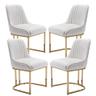 chairus Lot de 4 chaises velours blanc, mousse 12 cm et pieds métal